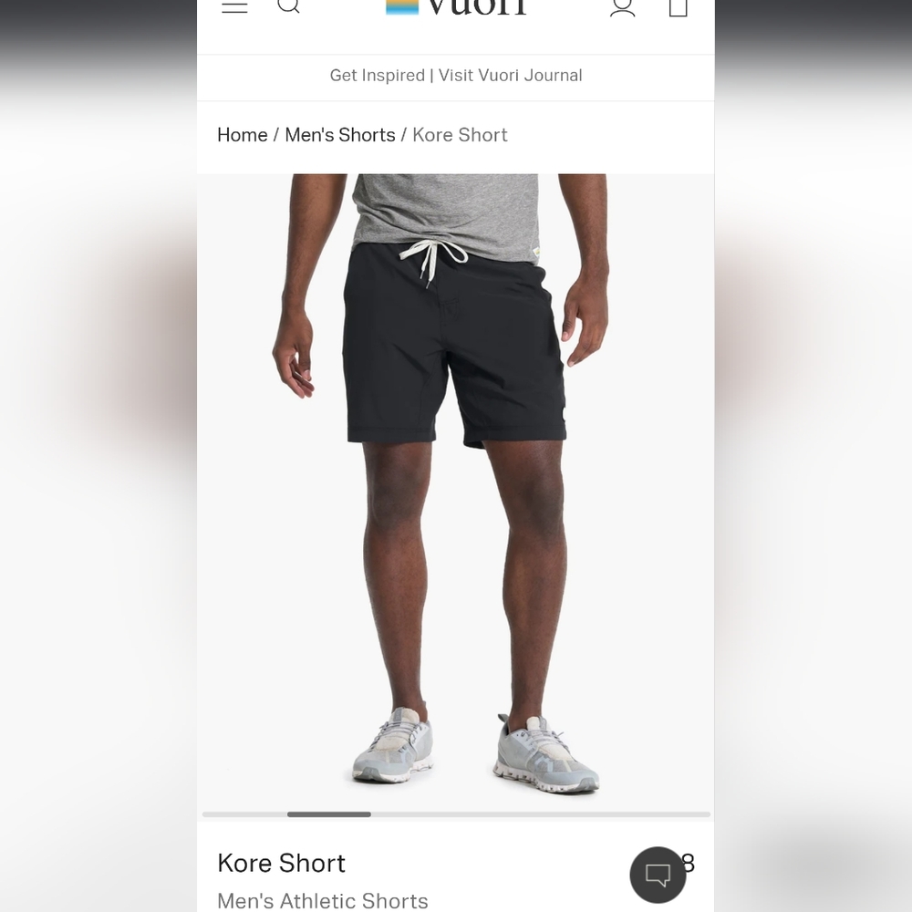 Men's Vuori "The Kore Short" in Charcoal Sz L